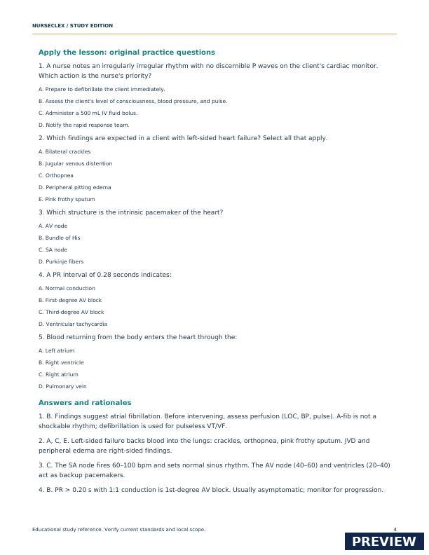 Cardiovascular System Pathophysiology & EKG Matrix - Page 4