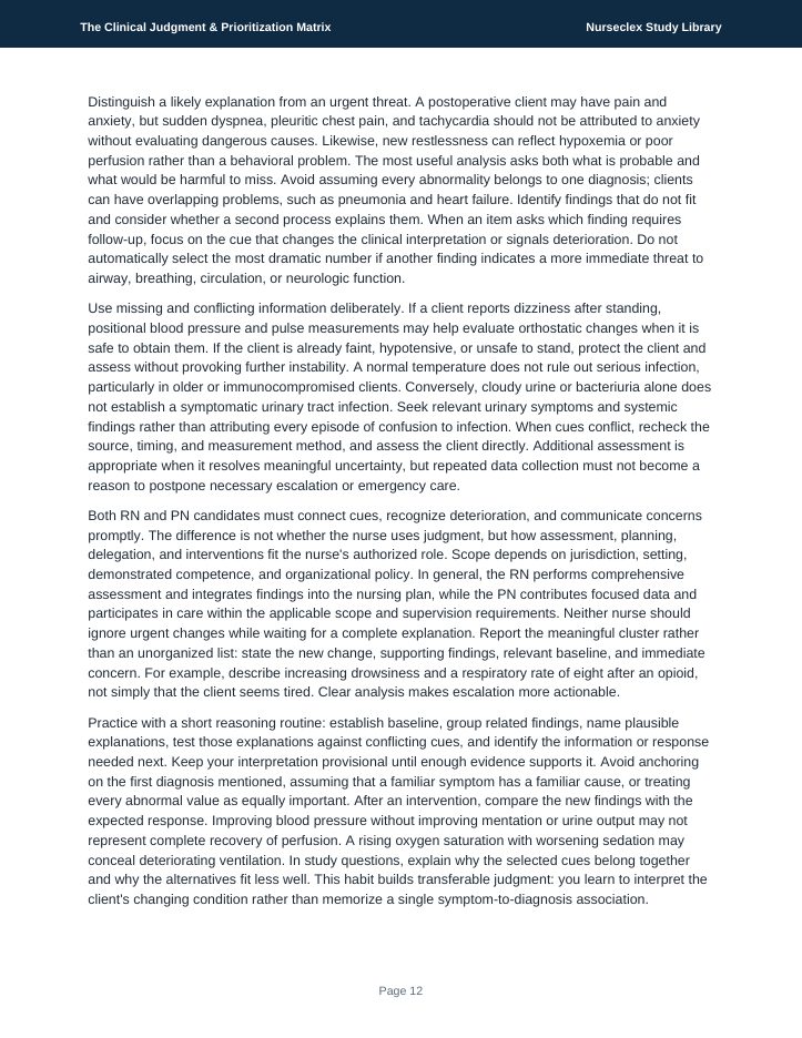 The Clinical Judgment & Prioritization Matrix - Page 12