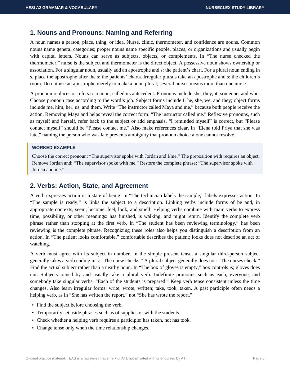 HESI A2 Grammar and Vocabulary: Complete Study Guide and Practice - Page 6
