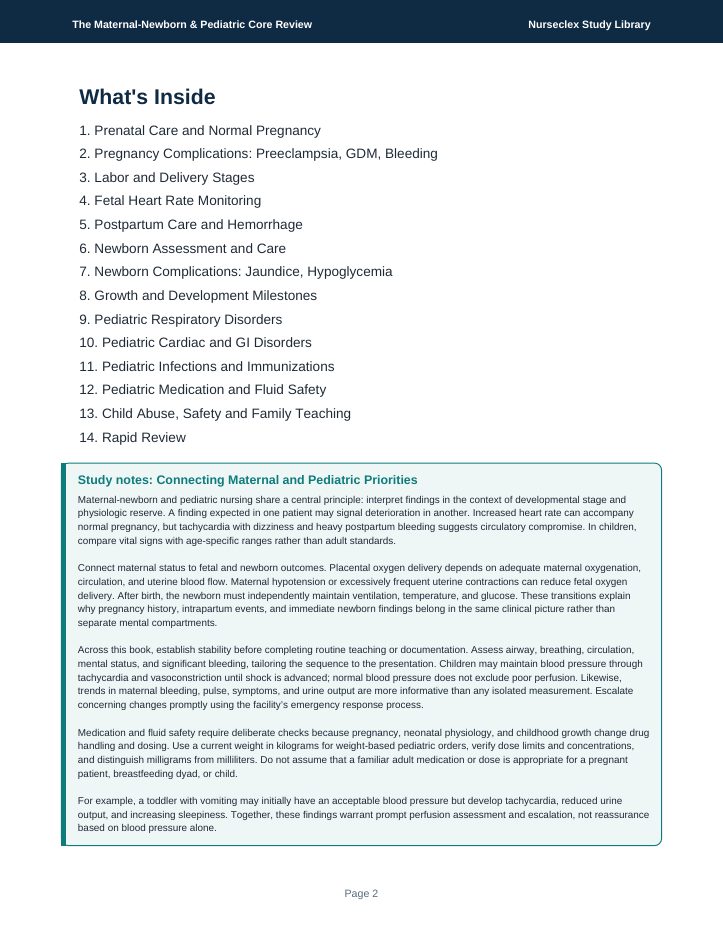 The Maternal-Newborn & Pediatric Core Review - Contents