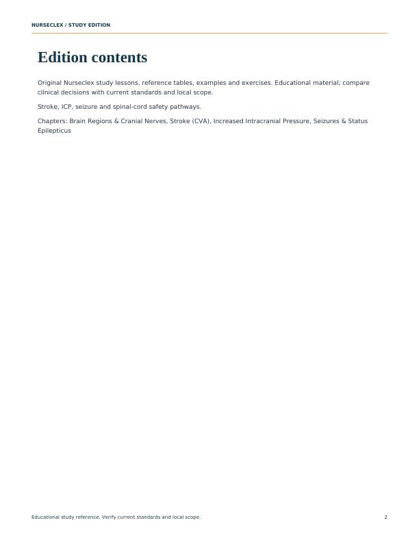 Neurological System & Neurovascular Assessment Manual - Contents